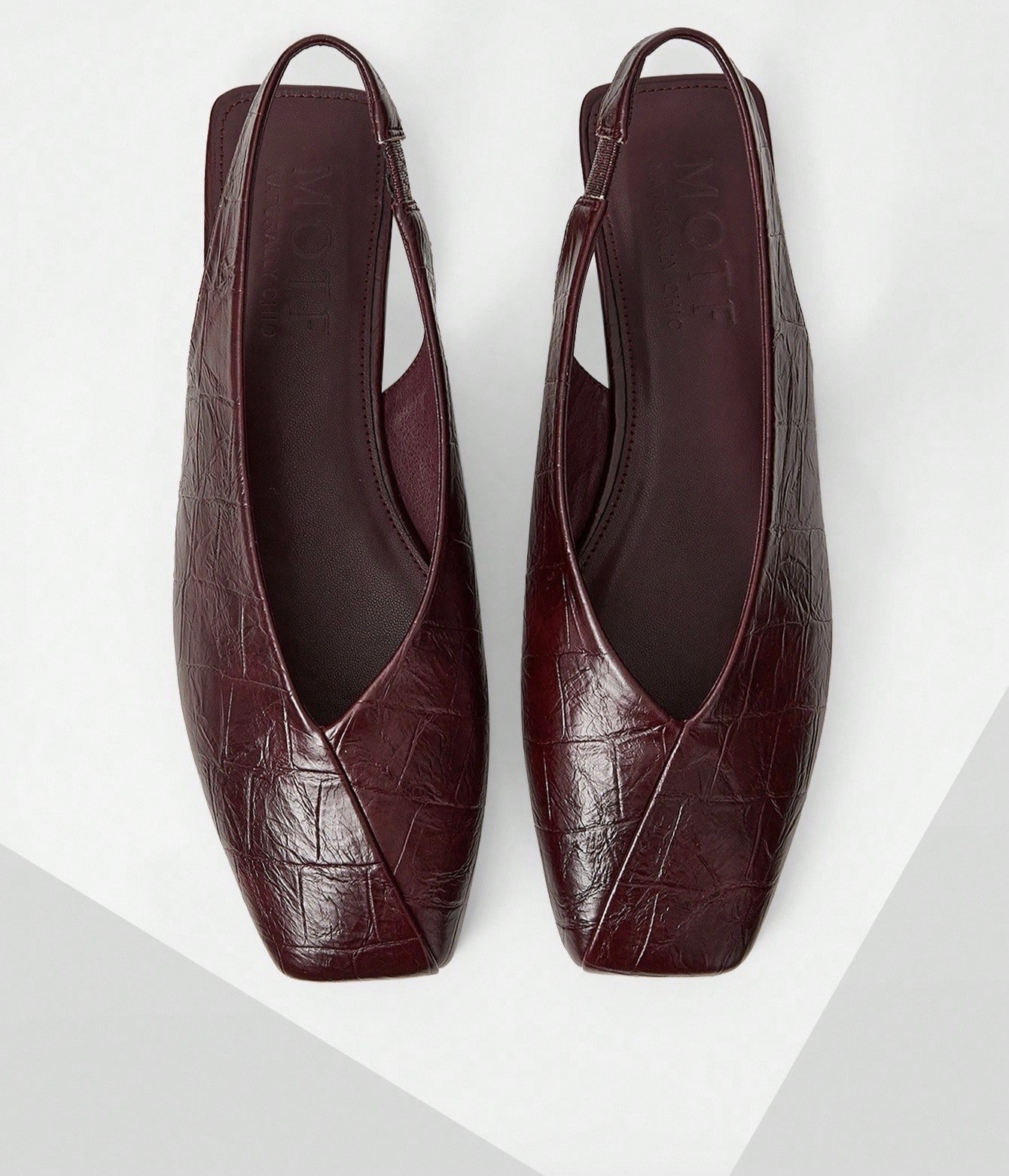 Imagem 2 de Slingback bico quadrado vinho croco